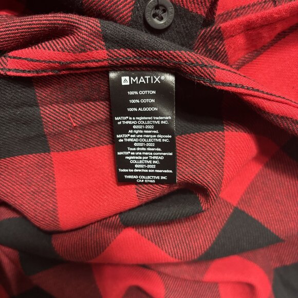 Matix Red & Black Plaid Flannel Shirt Sizes S,M,L,XL - Picture 14 of 14